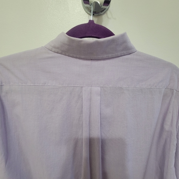 Lord & Taylor Men's Size 16.5 Purple White Checkered Dress Shirt - Picture 5 of 7